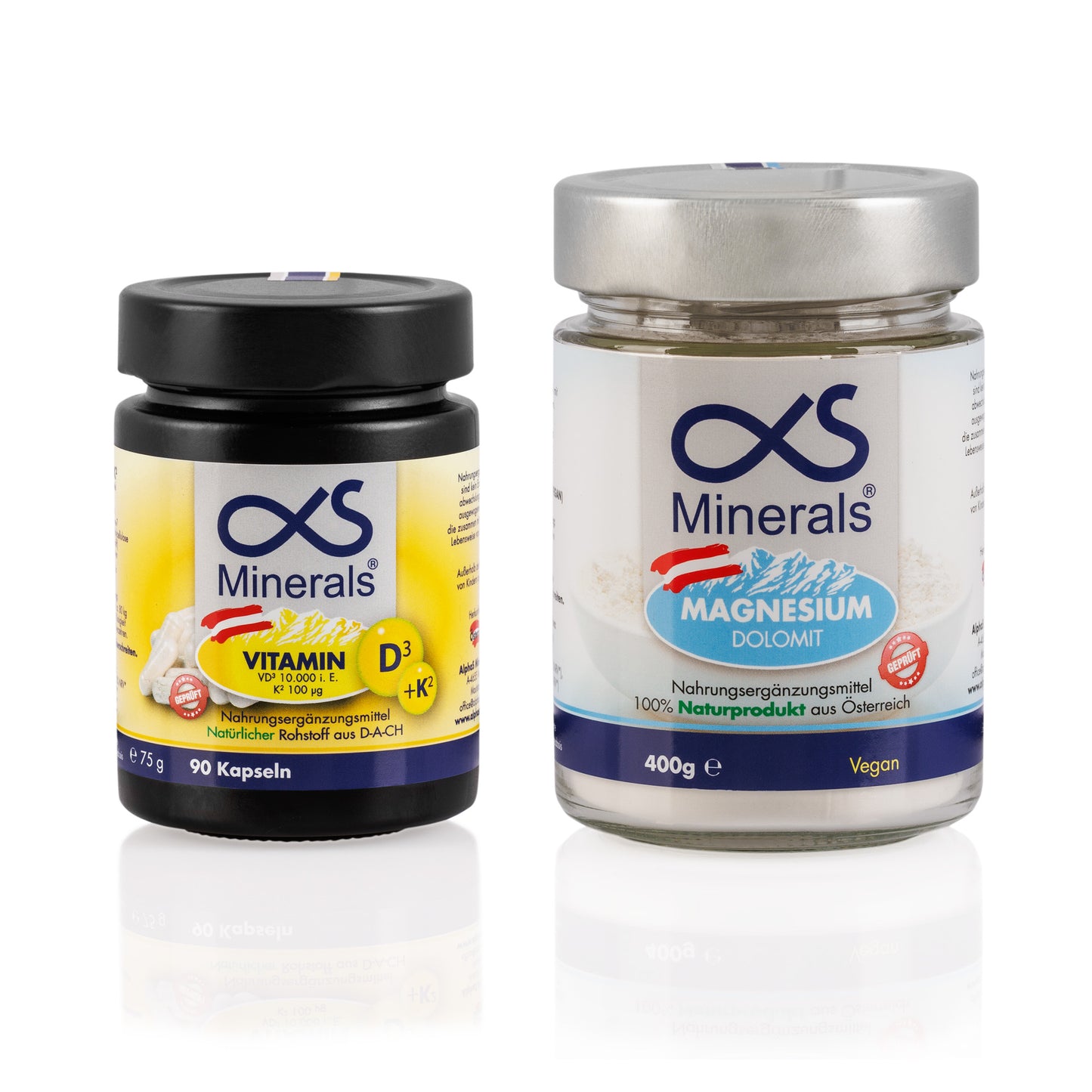 Vorteilskombi: Magnesium Austria 400g & Vitamin D3+K2 110St