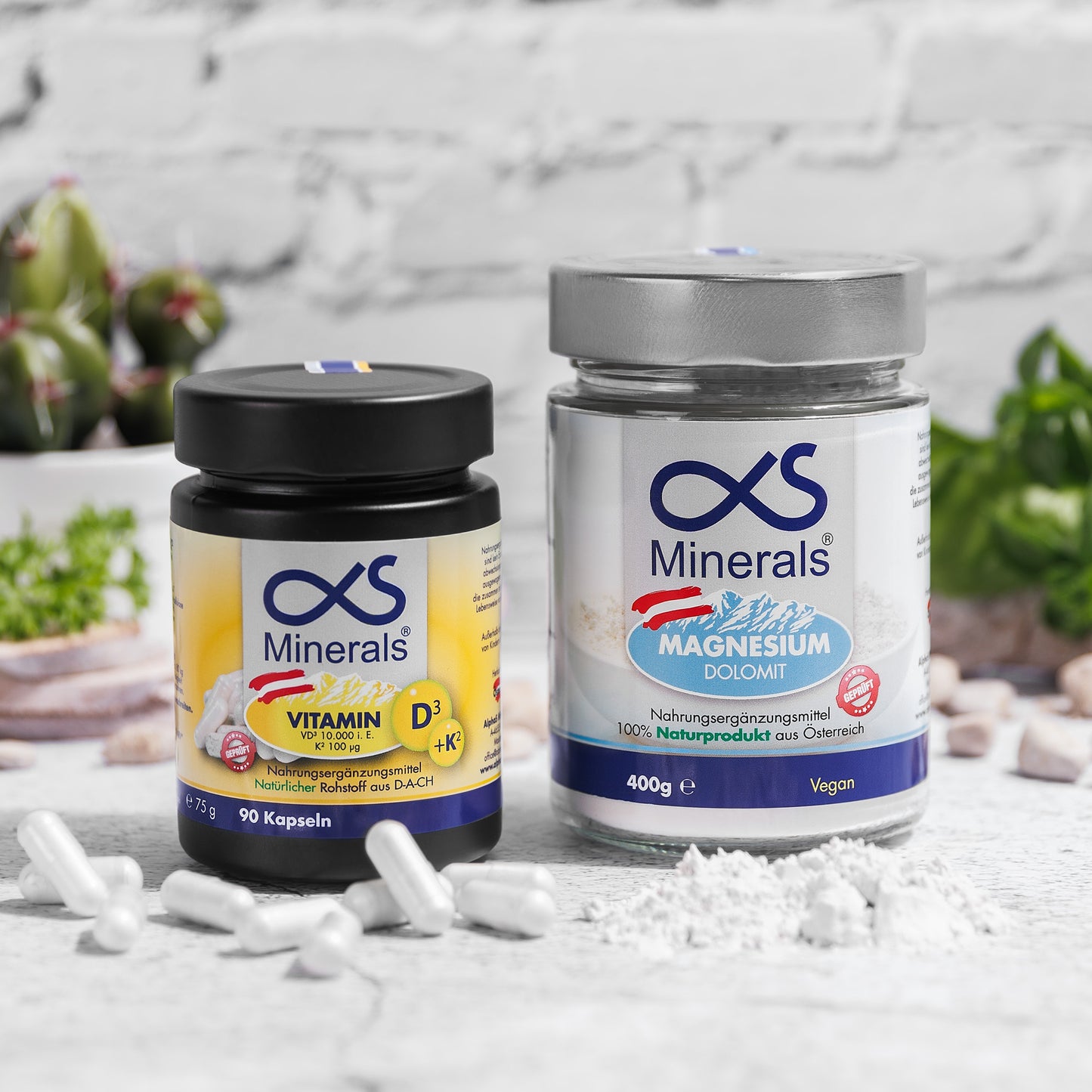 Vorteilskombi: Magnesium Austria 400g & Vitamin D3+K2 110St