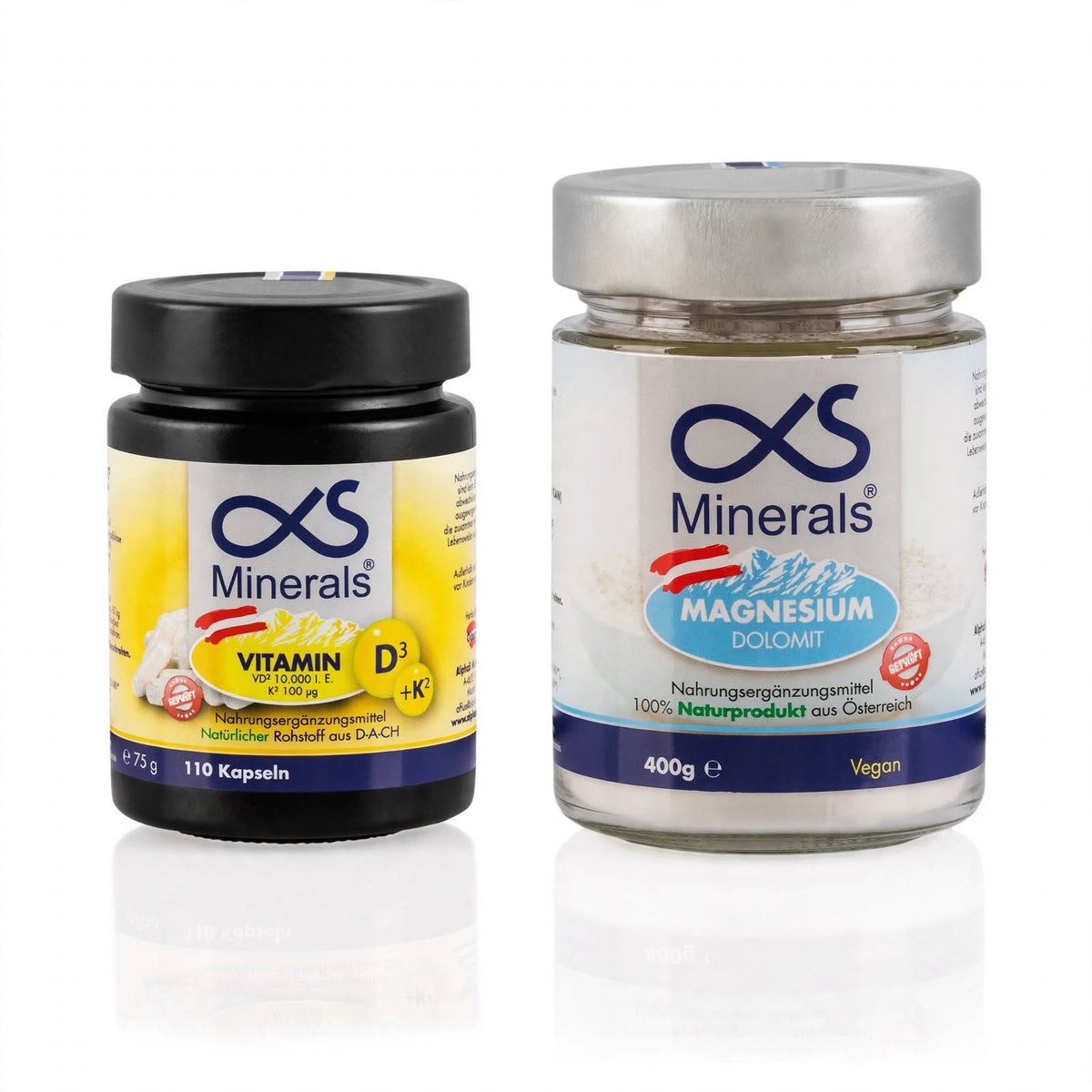 Vorteilskombi: Magnesium Austria 400g & Vitamin D3+K2 110St