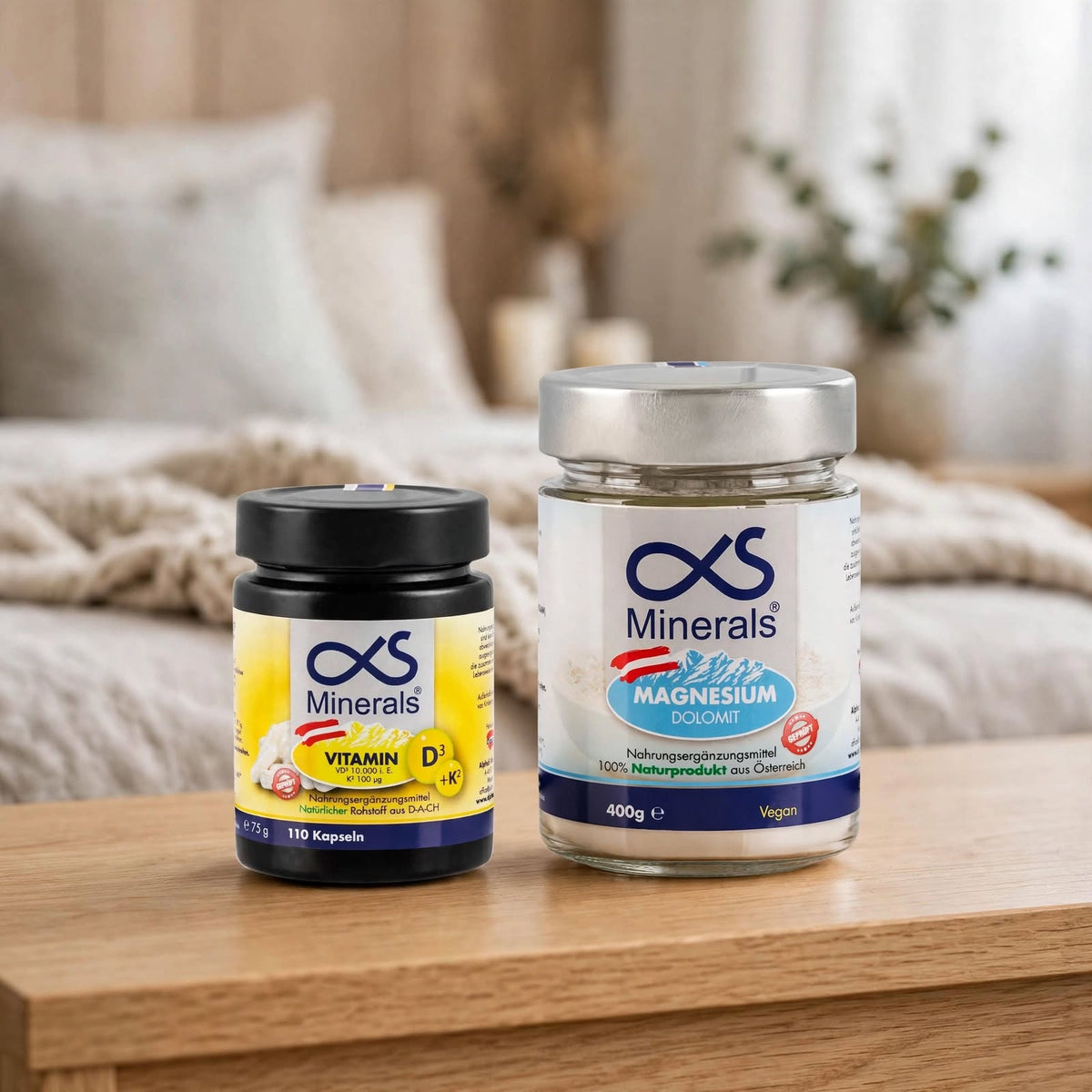 Vorteilskombi: Magnesium Austria 400g & Vitamin D3+K2 110St